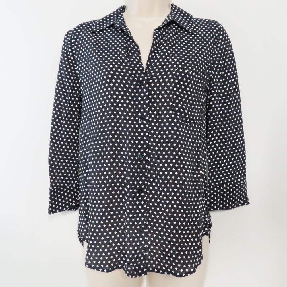 L'Agence Black and Ivory Spades Ryan 3/4 Sleeve Blouse Size XS